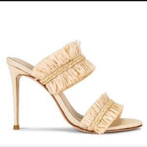 House of Harlow 1960 x REVOLVE Women's Frayed Raffia Heel in Cream Raffia 7.5